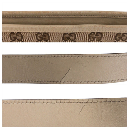 Gucci Shoulder Bag 388930 Gg Canvas, Leather Beige Ivory Gold Metal Shoulder Bag Messenger Bag Women