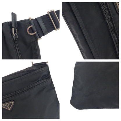 Prada Shoulder Bag Nylon Black Silvermetal Shoulder Bag Sacoche Test Triangle With Logo Mens