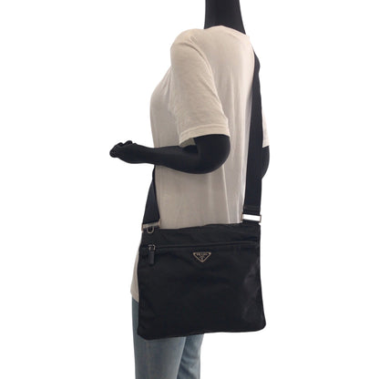 Prada Shoulder Bag Nylon Black Silvermetal Shoulder Bag Sacoche Test Triangle With Logo Mens