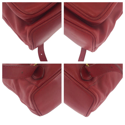 Gucci Backpack 003 2058 0016 Leather Red Brown Gold Metal Backpack Backpack Bamboo Women