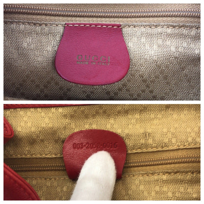 Gucci Backpack 003 2058 0016 Leather Red Brown Gold Metal Backpack Backpack Bamboo Women
