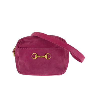 Gucci Shoulder Bag 007 3444 0221 Suede Pink Shoulder Bag Pochette Old Gucci Horsebit Women