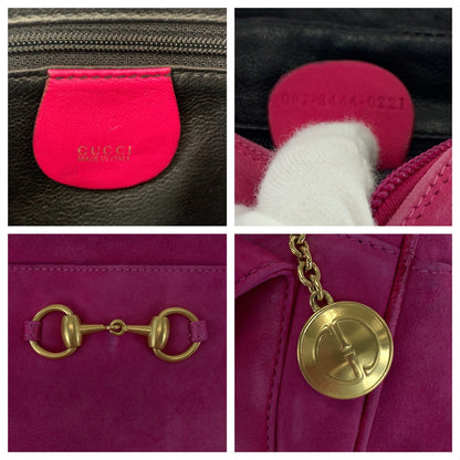 Gucci Shoulder Bag 007 3444 0221 Suede Pink Shoulder Bag Pochette Old Gucci Horsebit Women