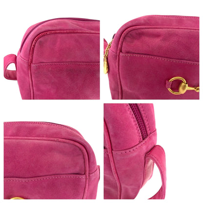 Gucci Shoulder Bag 007 3444 0221 Suede Pink Shoulder Bag Pochette Old Gucci Horsebit Women