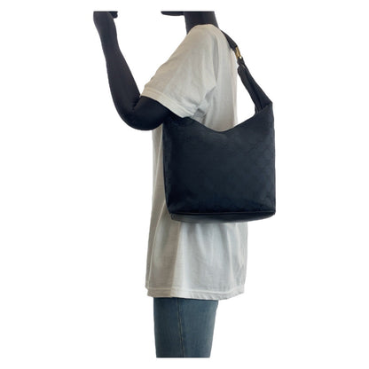 Gucci Shoulder Bag 001 4288 Gg Canvas, Leather Black Goldmetal Shoulder Bag Handbag Women