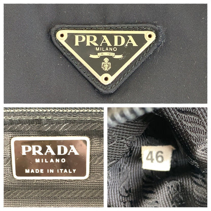 Prada Tote Bag Nylon Black Silvermetal Tote Bag Handbag Test Triangle With Logo Women