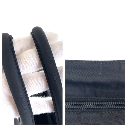 Prada Tote Bag Nylon Black Silvermetal Tote Bag Handbag Test Triangle With Logo Women