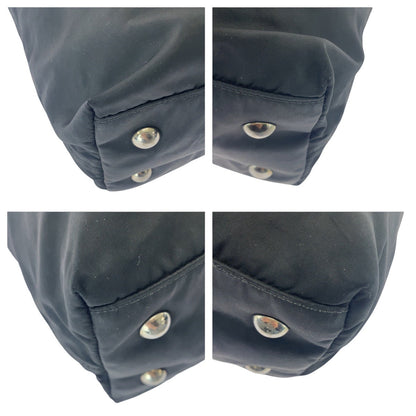 Prada Tote Bag Nylon Black Silvermetal Tote Bag Shoulder Bag 2Way Test Triangle With Logo Mens