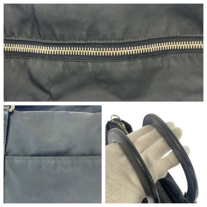 Prada Tote Bag Nylon Black Silvermetal Tote Bag Shoulder Bag 2Way Test Triangle With Logo Mens