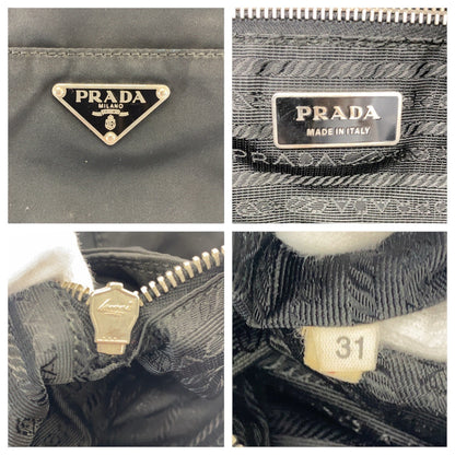 Prada Tote Bag Nylon Black Silvermetal Tote Bag Shoulder Bag 2Way Test Triangle With Logo Mens
