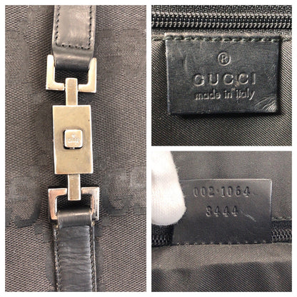 Gucci Tote Bag 002 1064 Gg Canvas, Leather Black Black Tote Bag Shoulder Bag Jackie Gg Jumbo Women