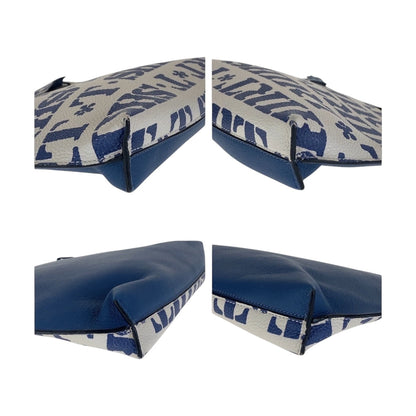 Loewe Clutch Bag Leather Blue White Silvermetal Clutch Bag Business Bag T Pouch Women