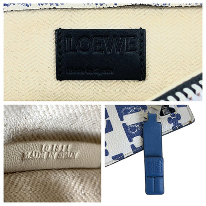 Loewe Clutch Bag Leather Blue White Silvermetal Clutch Bag Business Bag T Pouch Women