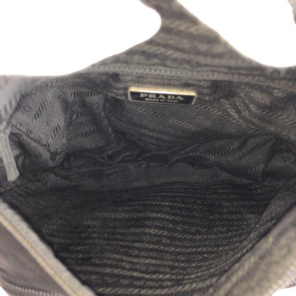 Prada Shoulder Bag Nylon, Leather Black Silvermetal Shoulder Bag Pochette Test Triangle With Logo