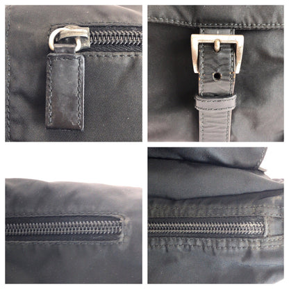 Prada Shoulder Bag Nylon, Leather Black Silvermetal Shoulder Bag Pochette Test Triangle With Logo
