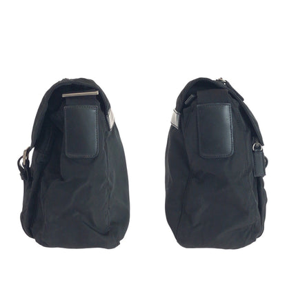 Prada Shoulder Bag Nylon, Leather Black Silvermetal Shoulder Bag Pochette Test Triangle With Logo