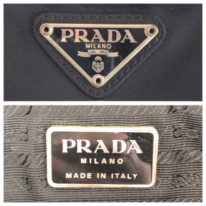 Prada Tote Bag Nylon Black Silvermetal Tote Bag Shoulder Bag Handbag Test Triangle With Logo Women