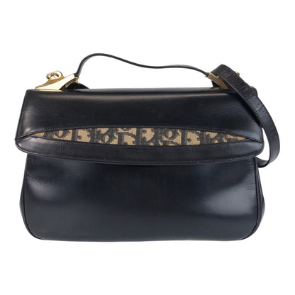 Christian Dior Shoulder Bag Leather Black Goldmetal 2Way Shoulder Bag Handbag Trotter Women
