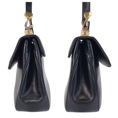 Christian Dior Shoulder Bag Leather Black Goldmetal 2Way Shoulder Bag Handbag Trotter Women