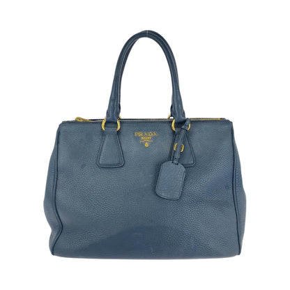 Prada Tote Bag Bn2420 Leather Blue Goldmetal Tote Bag Handbag Vitterodino Logo Women