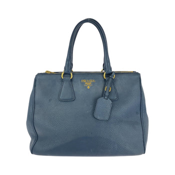 Prada Tote Bag Bn2420 Leather Blue Goldmetal Tote Bag Handbag Vitterodino Logo Women