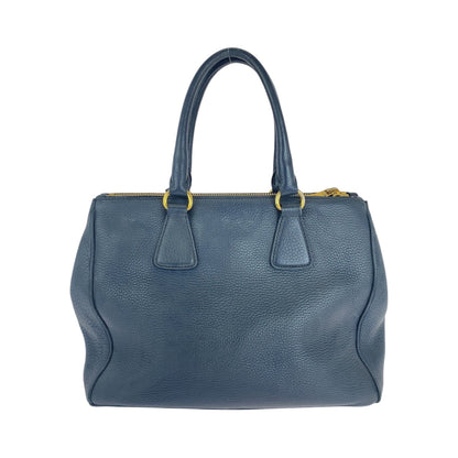 Prada Tote Bag Bn2420 Leather Blue Goldmetal Tote Bag Handbag Vitterodino Logo Women