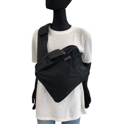 Prada Shoulder Bag Nylon Black Silvermetal Shoulder Bag Messenger Bag Test Triangle With Logo Mens