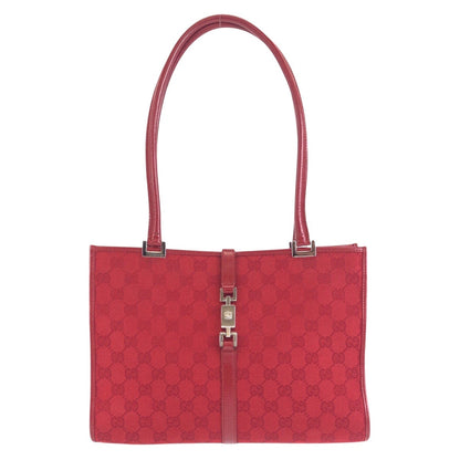 Gucci Shoulder Bag 002 1073 Gg Canvas, Leather Red Silver Metal Shoulder Bag Handbag Jackie Women