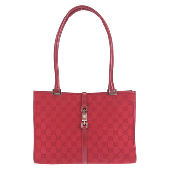 Gucci Shoulder Bag 002 1073 Gg Canvas, Leather Red Silver Metal Shoulder Bag Handbag Jackie Women