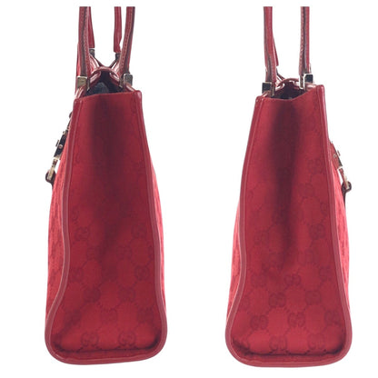 Gucci Shoulder Bag 002 1073 Gg Canvas, Leather Red Silver Metal Shoulder Bag Handbag Jackie Women