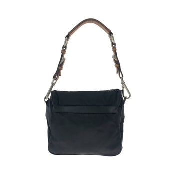 Prada Shoulder Bag Br2156 Nylon Black Brown Silvermetal One Shoulder Bag Test Triangle With Logo