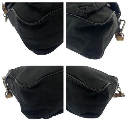 Prada Shoulder Bag Br2156 Nylon Black Brown Silvermetal One Shoulder Bag Test Triangle With Logo