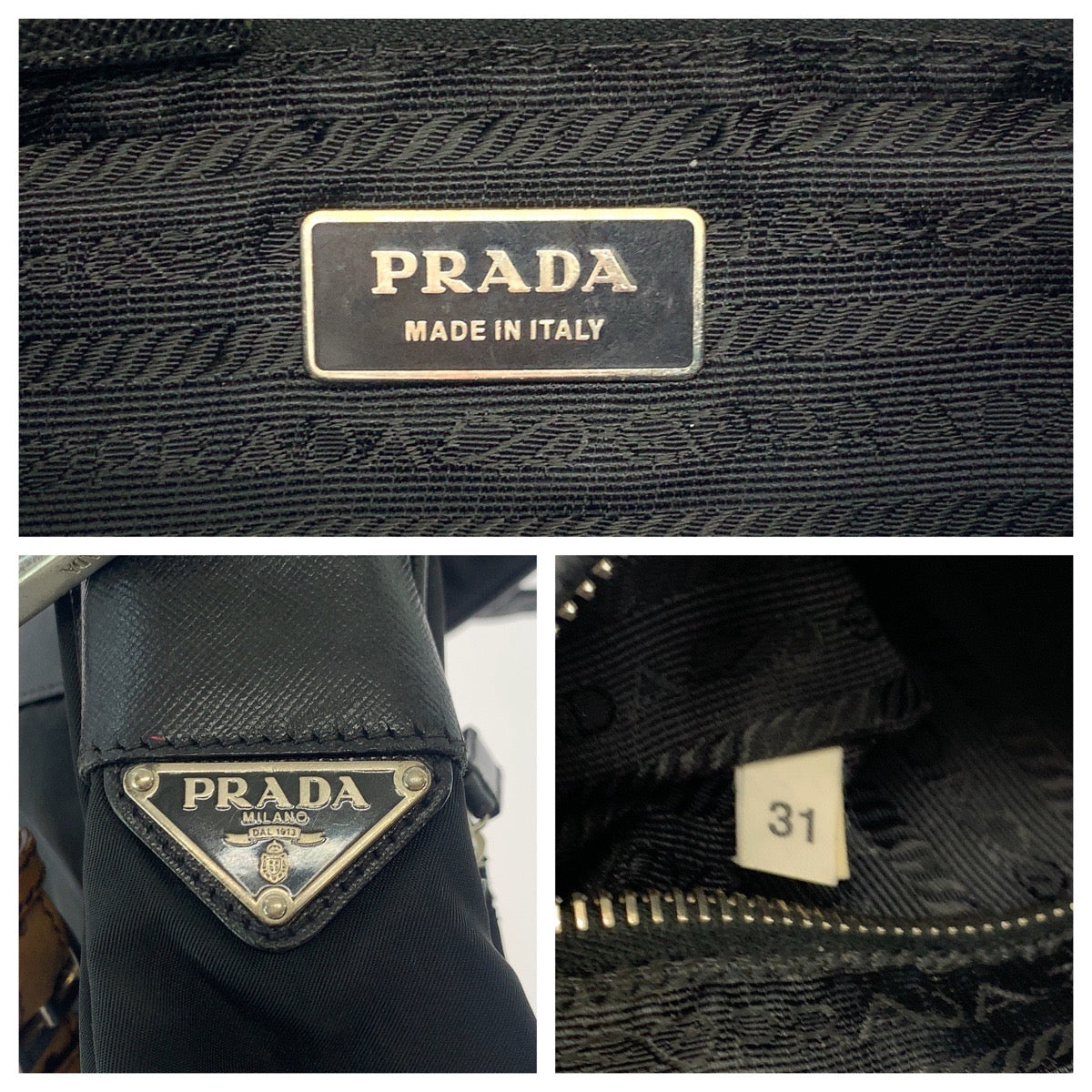 Prada Shoulder Bag Br2156 Nylon Black Brown Silvermetal One Shoulder Bag Test Triangle With Logo