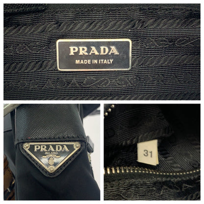 Prada Shoulder Bag Br2156 Nylon Black Brown Silvermetal One Shoulder Bag Test Triangle With Logo
