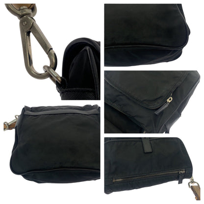 Prada Shoulder Bag Br2156 Nylon Black Brown Silvermetal One Shoulder Bag Test Triangle With Logo