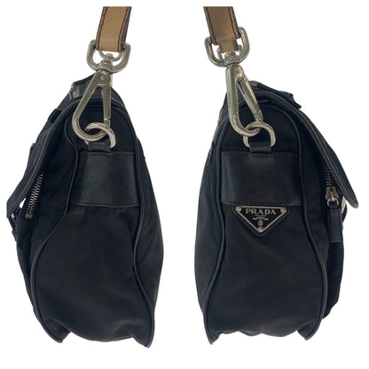 Prada Shoulder Bag Br2156 Nylon Black Brown Silvermetal One Shoulder Bag Test Triangle With Logo