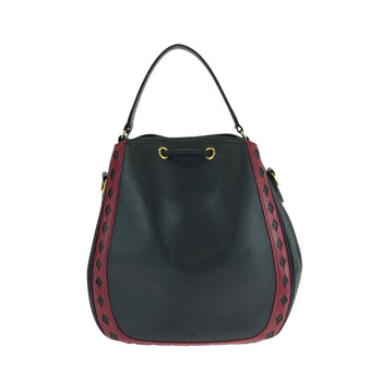 Yves Saint Laurent Shoulder Bag Leather Black Red Goldmetal Shoulder Bag Handbag Diamond Cut Women