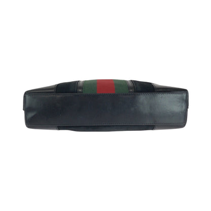 Gucci Shoulder Bag 33900 Suede, Leather Black Green Red Silvermetal One Shoulder Bag Sherry Line