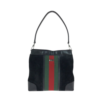 Gucci Shoulder Bag 33900 Suede, Leather Black Green Red Silvermetal One Shoulder Bag Sherry Line
