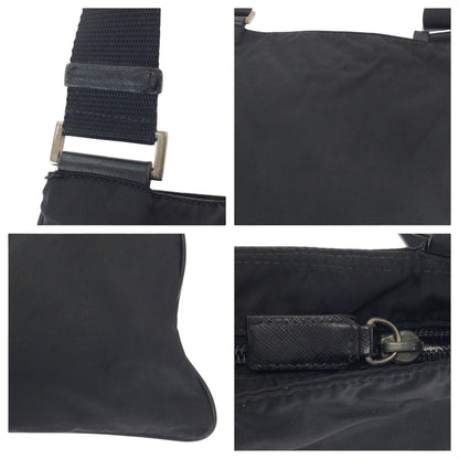Prada Shoulder Bag Nylon Black Silvermetal Shoulder Bag Sacoche Test Triangle With Logo Women