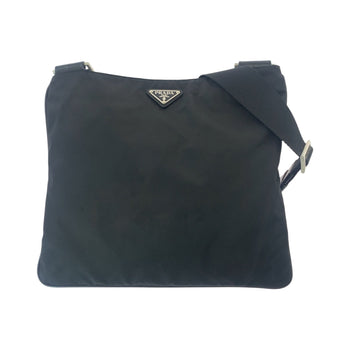 Prada Shoulder Bag Nylon Black Silvermetal Shoulder Bag Pochette Test Triangle With Logo Mens