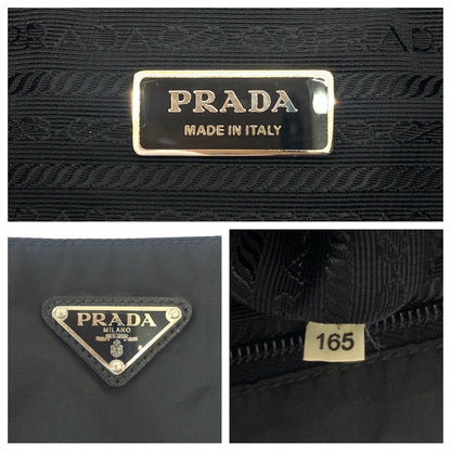 Prada Shoulder Bag Nylon Black Silvermetal Shoulder Bag Pochette Test Triangle With Logo Mens