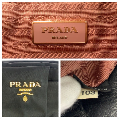 Prada Tote Bag Bn1601 Nylon Black Goldmetal Tote Bag Handbag Test Logo Ribbon Women