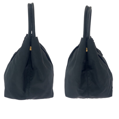 Prada Tote Bag Bn1601 Nylon Black Goldmetal Tote Bag Handbag Test Logo Ribbon Women