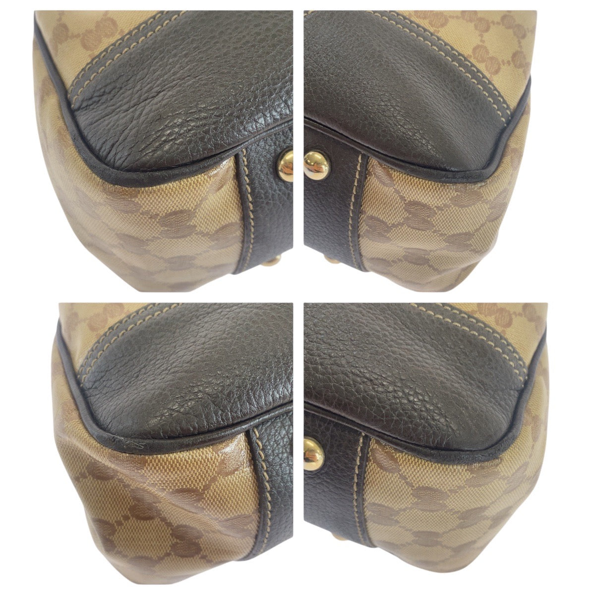 Gucci Tote Bag 293592 Pvc, Leather Beige Brown Gold Metal Tote Bag Shoulder Bag Sherry Line Gg