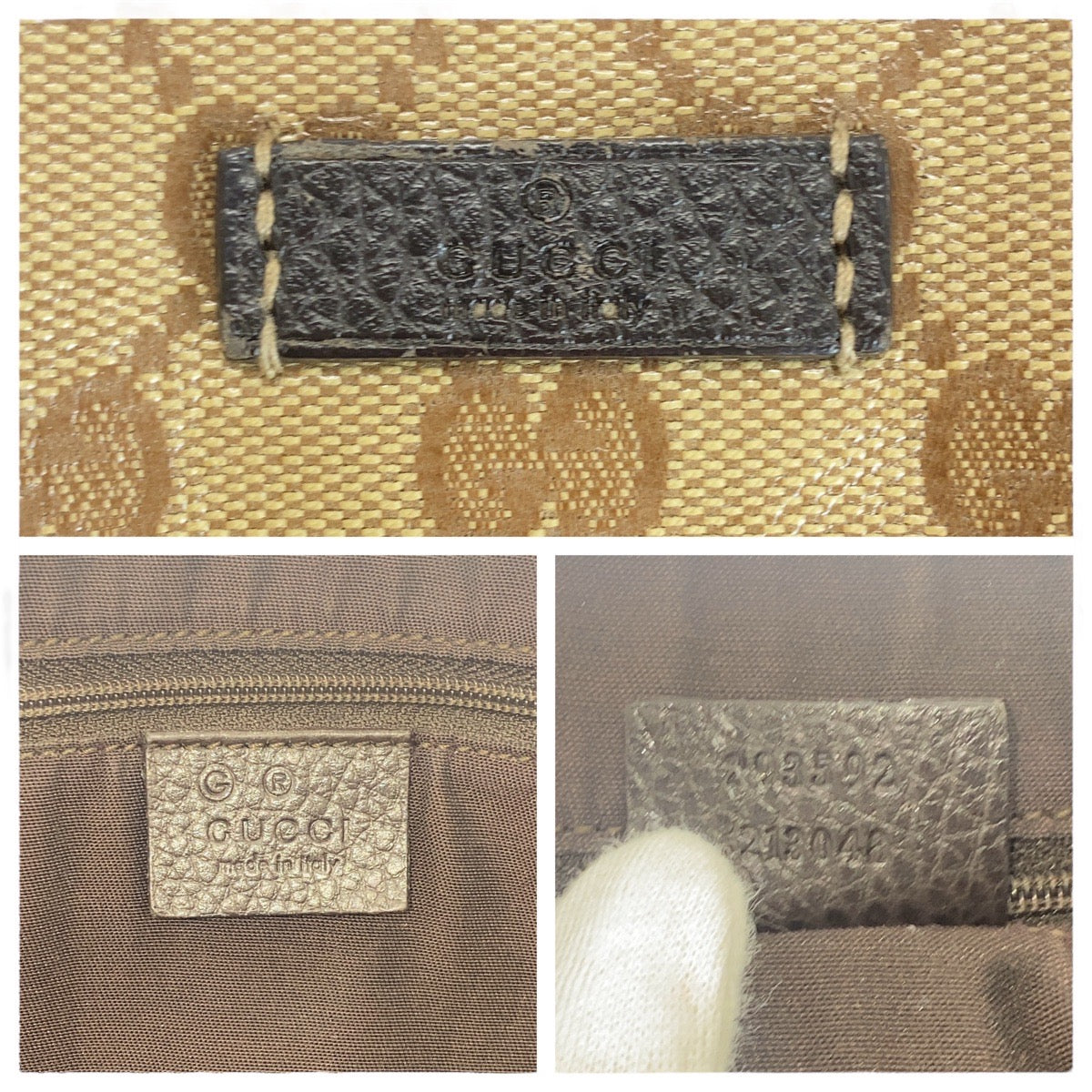 Gucci Tote Bag 293592 Pvc, Leather Beige Brown Gold Metal Tote Bag Shoulder Bag Sherry Line Gg