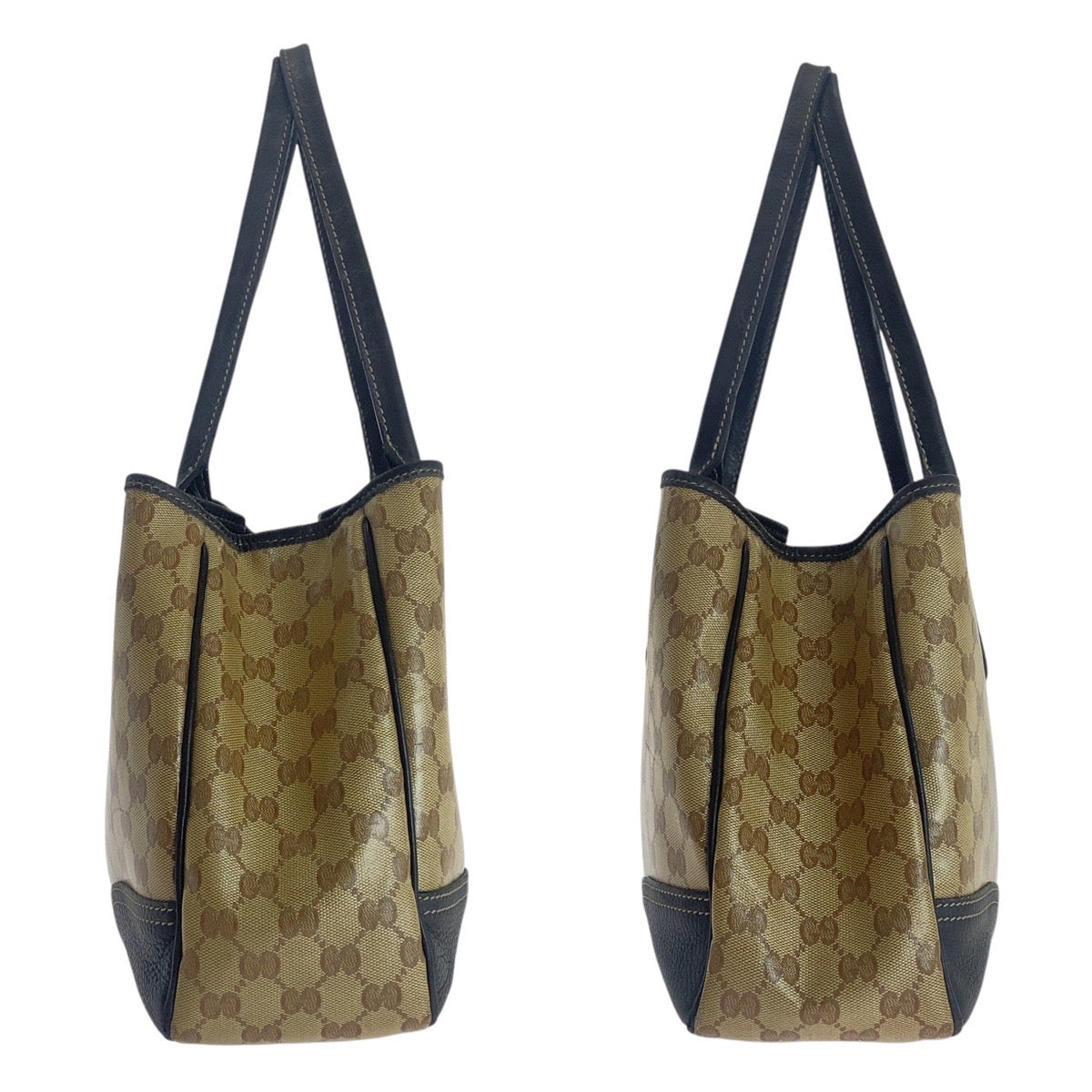 Gucci Tote Bag 293592 Pvc, Leather Beige Brown Gold Metal Tote Bag Shoulder Bag Sherry Line Gg