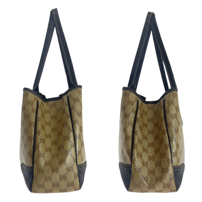Gucci Tote Bag 293592 Pvc, Leather Beige Brown Gold Metal Tote Bag Shoulder Bag Sherry Line Gg