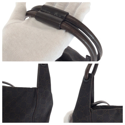Gucci Shoulder Bag 101333 Gg Canvas Brown Black Metal Shoulder Bag Handbag Women