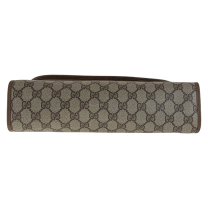 Gucci Clutch Bag 89 01 031 Gg Supreme Canvas, Leather Beige Brown Gold Metal Clutch Bag Sherry Line